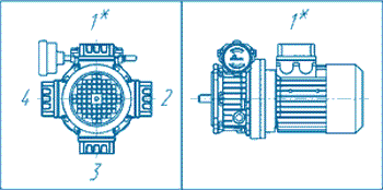 Положение клеммной коробки электродвигателя
